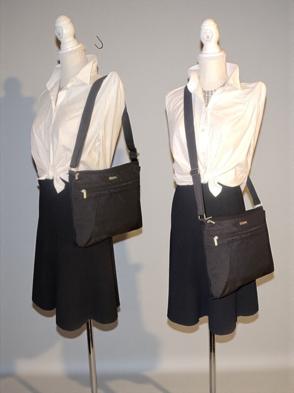 Baggallini Set Large Zipper Bag Mini Belt Pouch Black Nylon Crossbody Organizer - Picture 2 of 11
